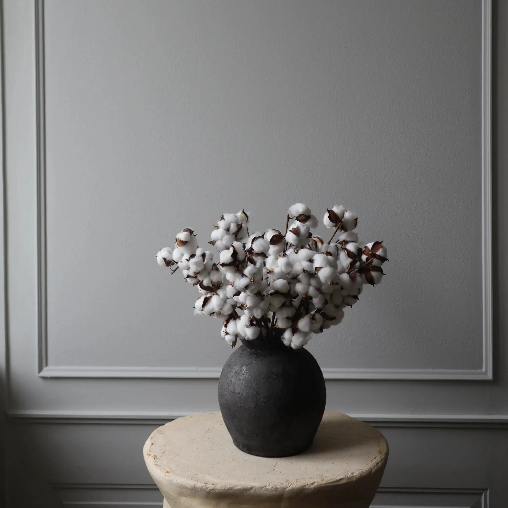 White Dried Cotton Branch - Image 3