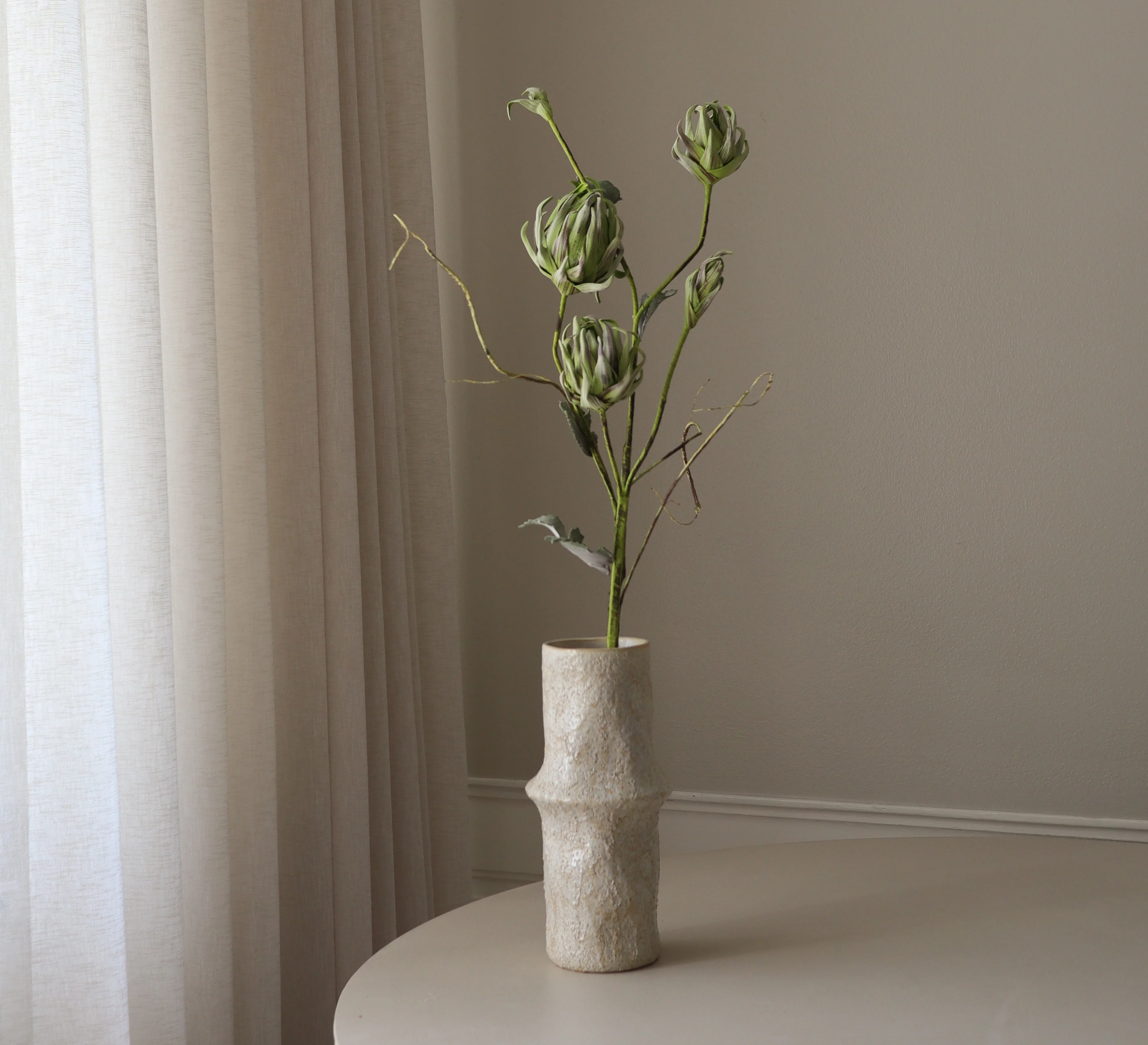 Green Three Head Dry Protea Flower