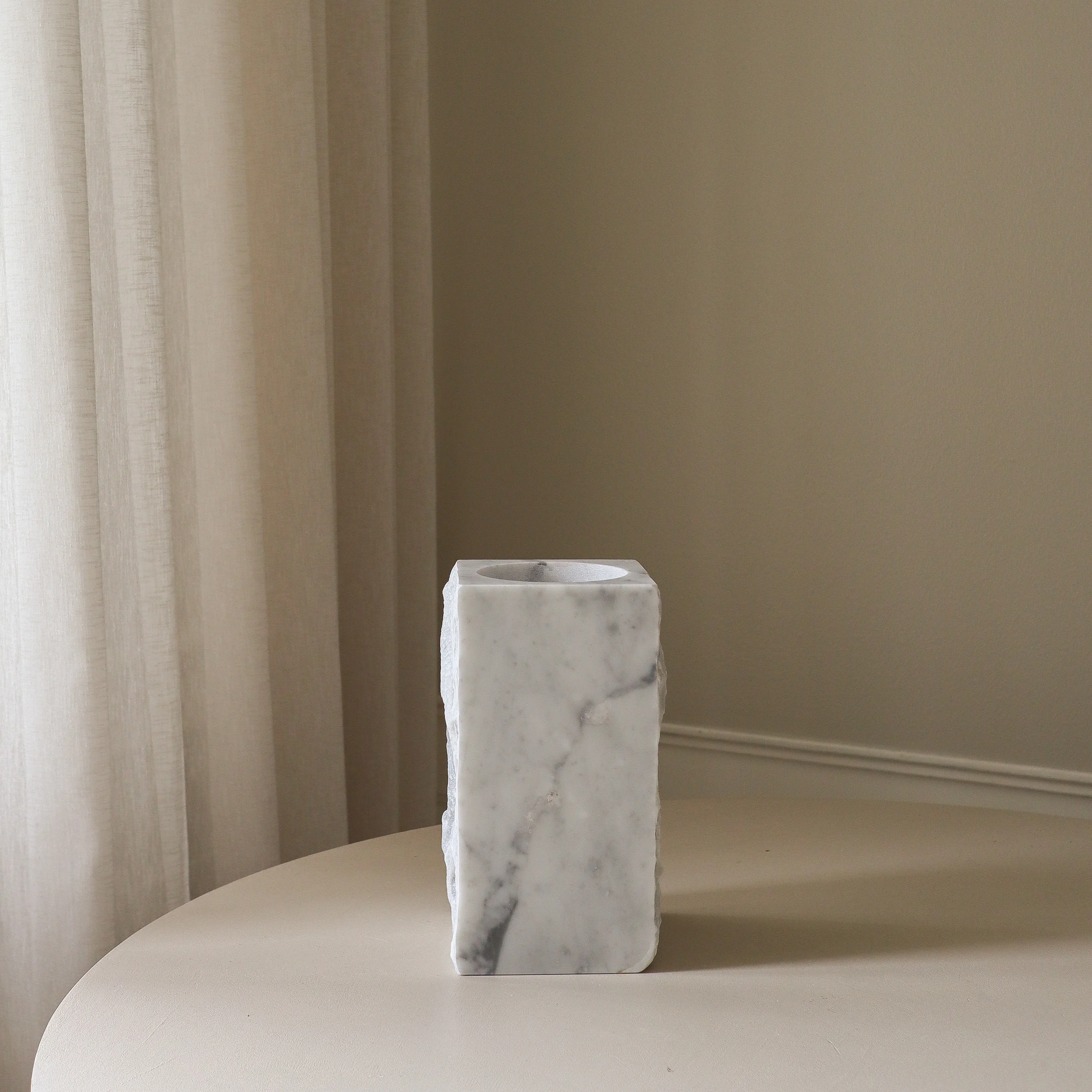 Large Carrara White Marble Edge Vase