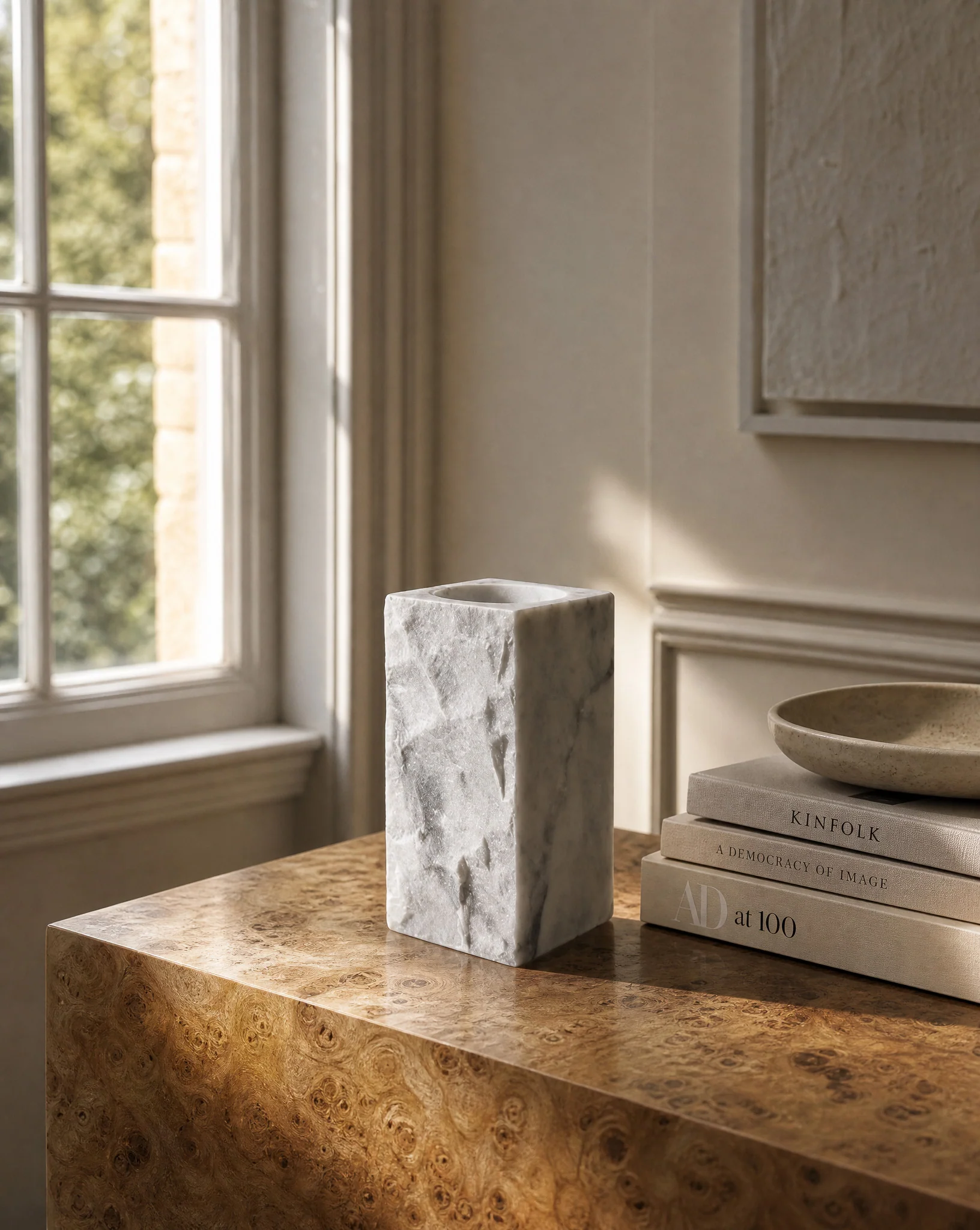 Large Carrara White Marble Edge Vase - Image 2