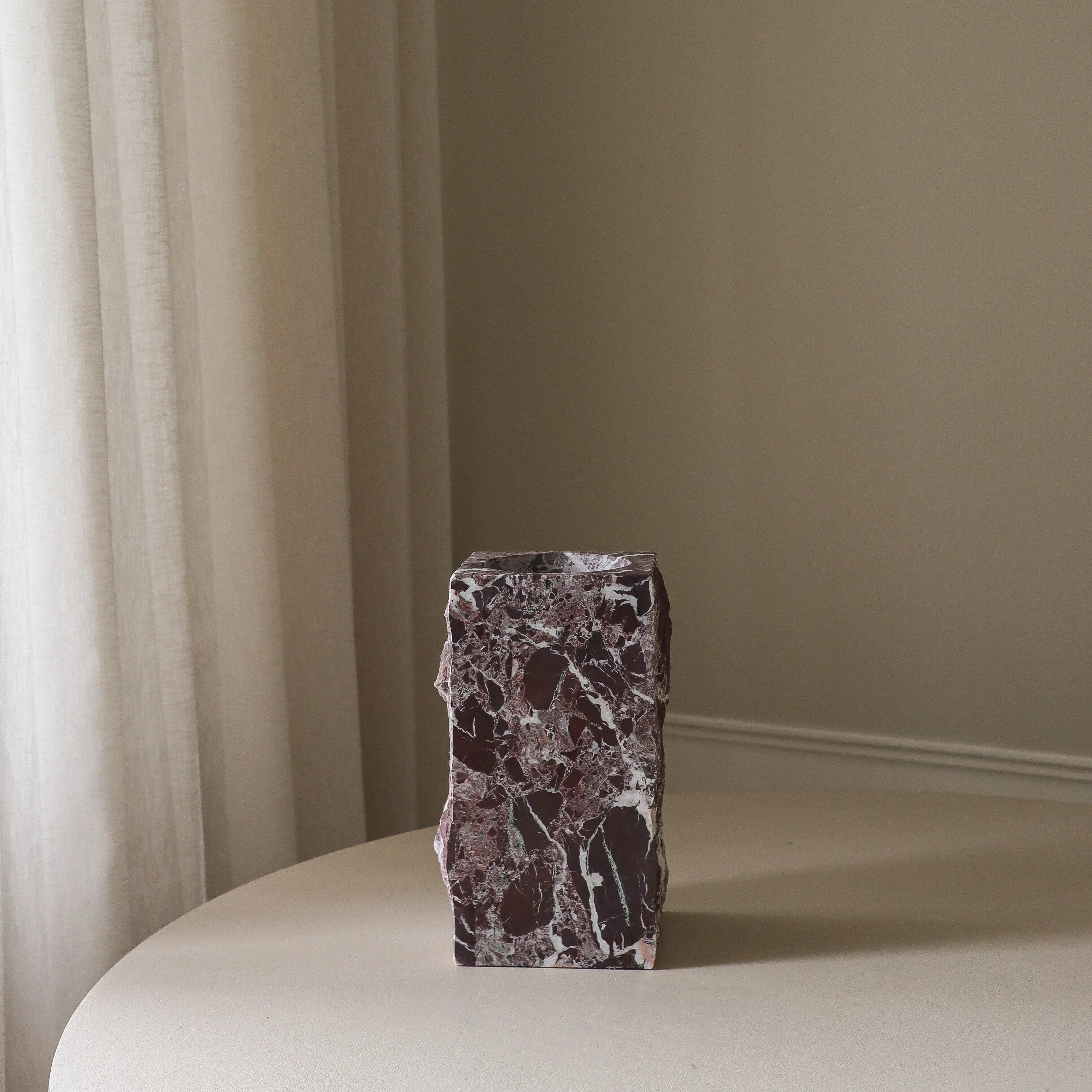 Large Rosso Levanto Marble Edge Vase