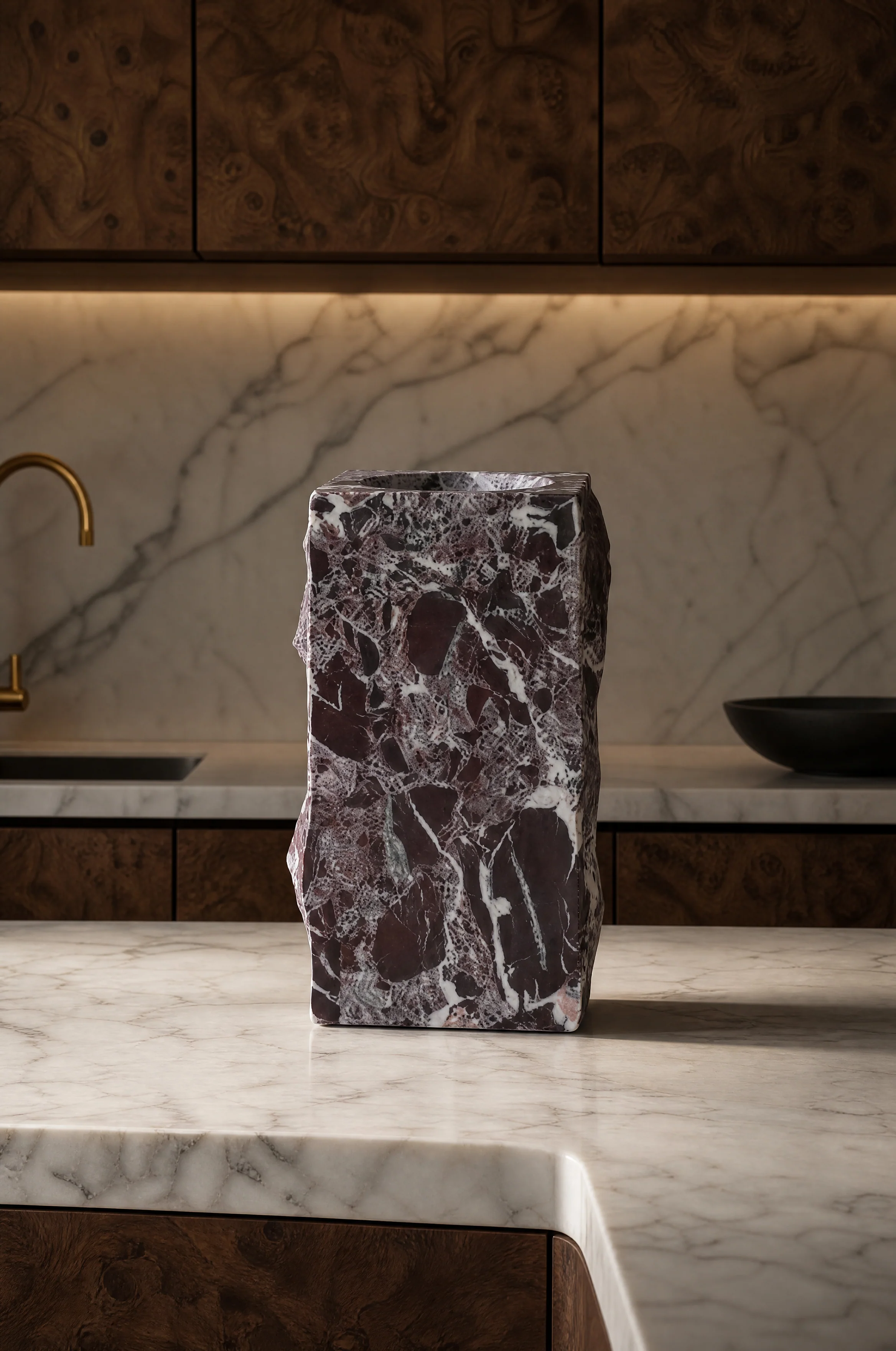 Large Rosso Levanto Marble Edge Vase - Image 2
